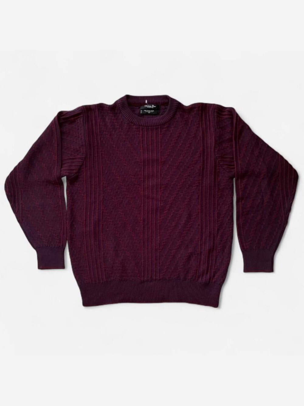 Christian Dior Men's Burgundy and Navy Jumper